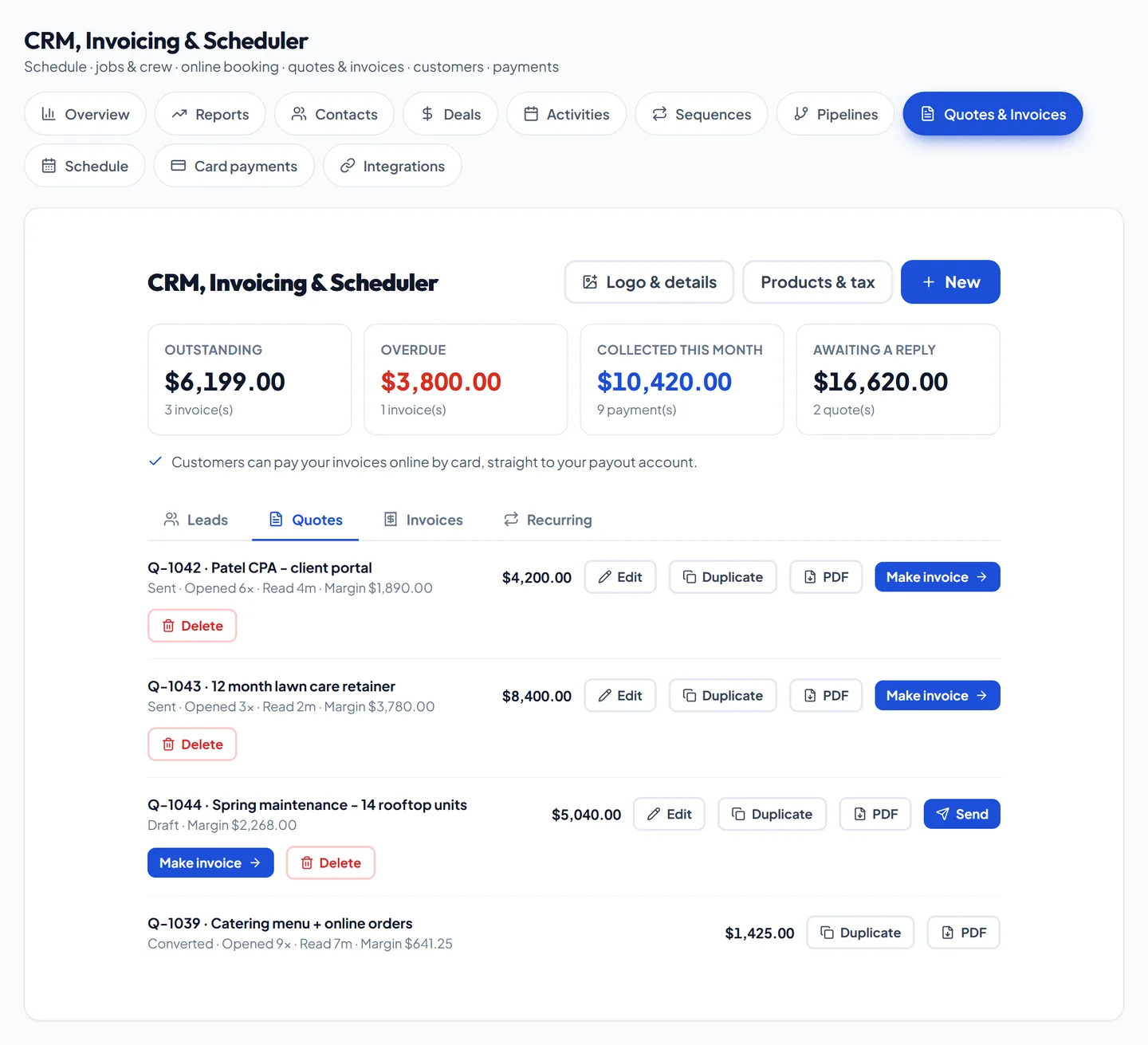 Quotes customers accept online