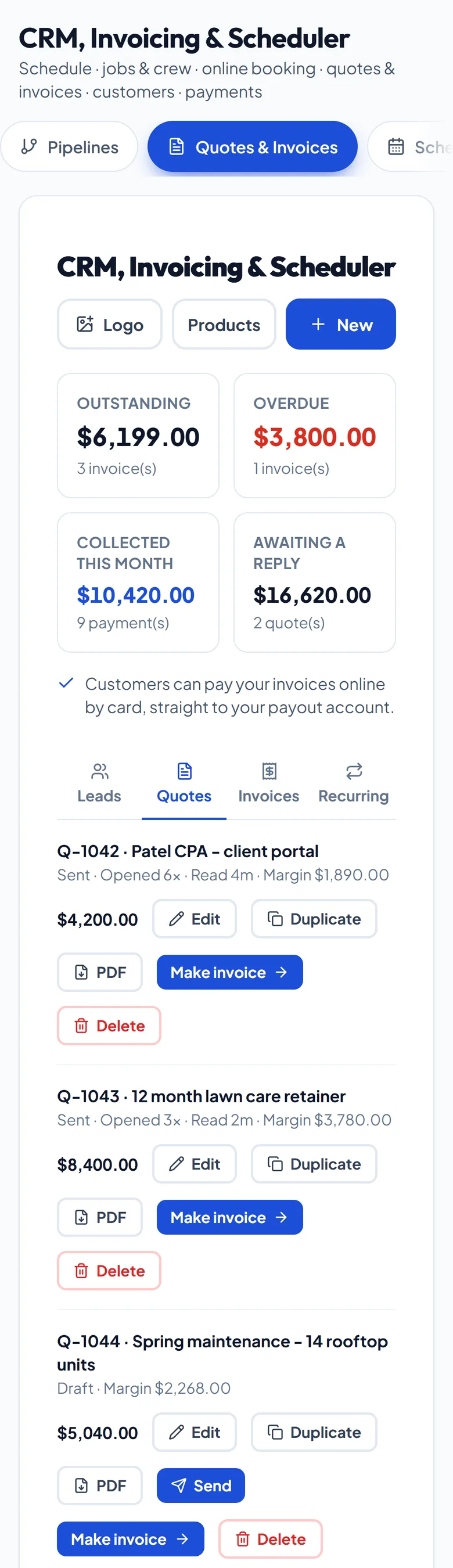 Quotes customers accept online