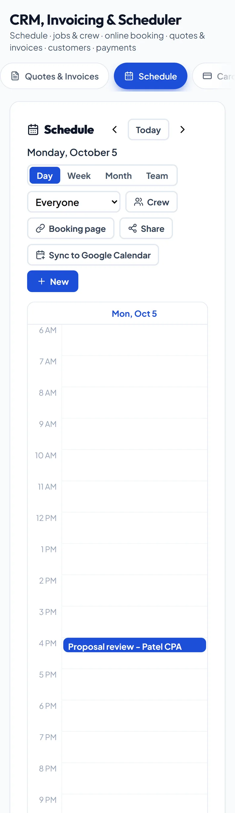 Calendar and a public booking page