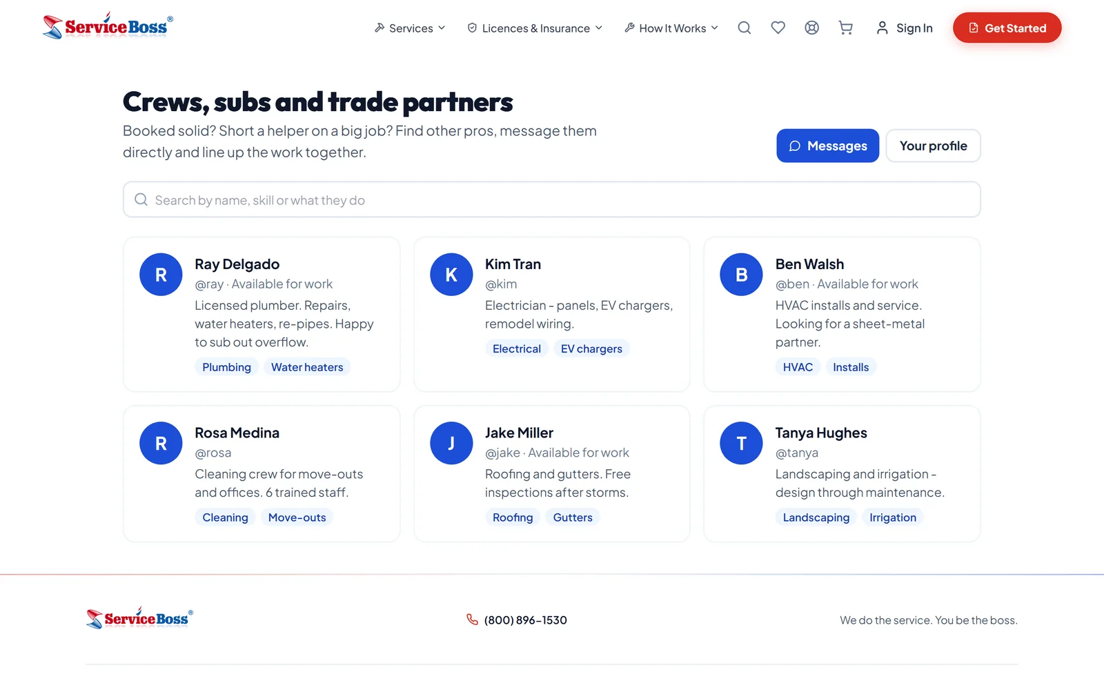 Find people to work with (sample members)
